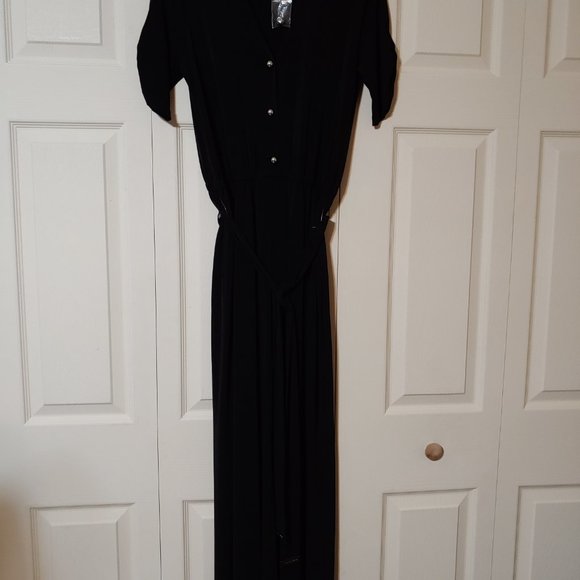 Michael Kors Black Short Sleeve Belted Romper NWOT-SZ M - Picture 2 of 6